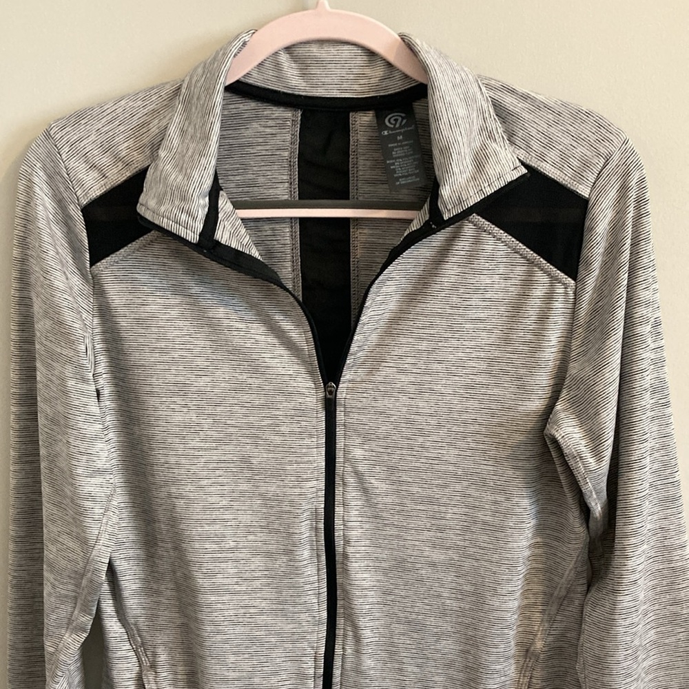 Champion women’s gray and black athletic zip up jacket